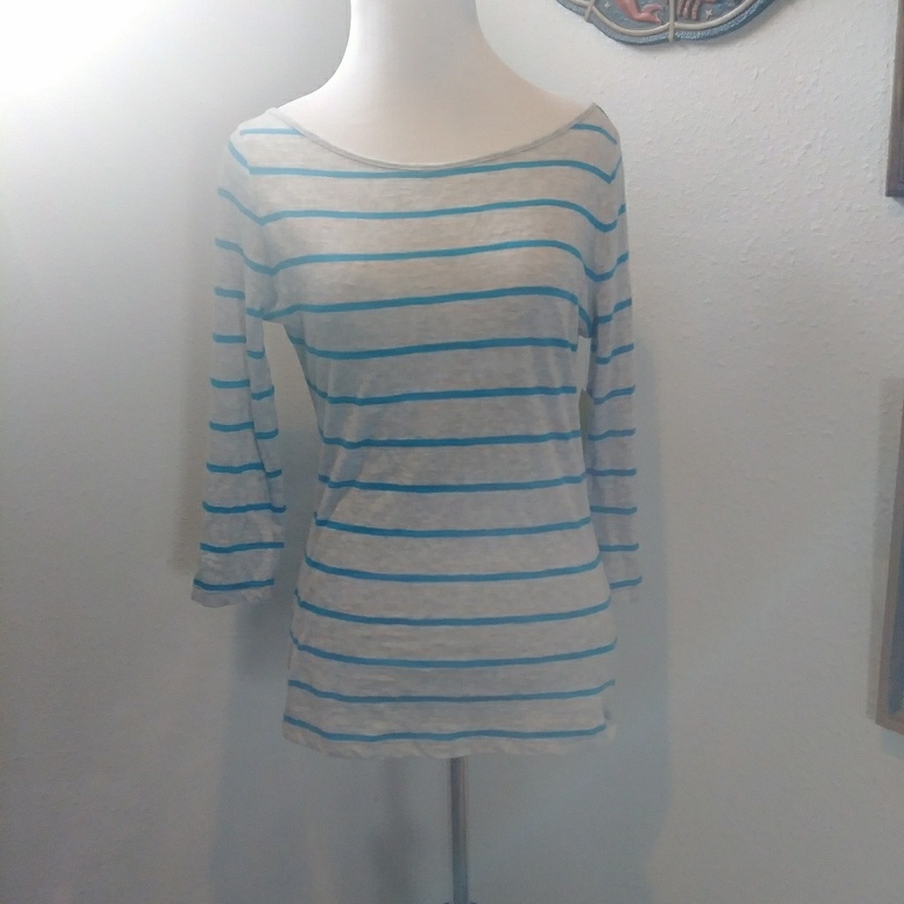Stripped boat neck cotton tee